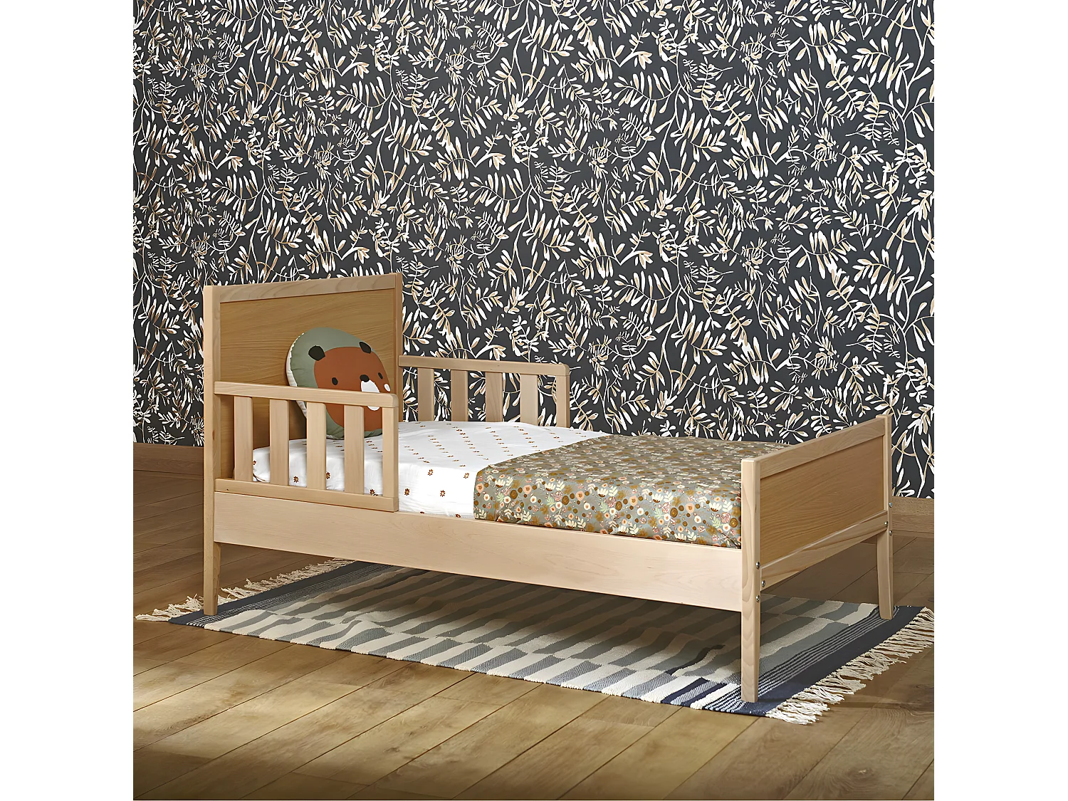 Lit enfant 70x140 cm bois massif gris TINA