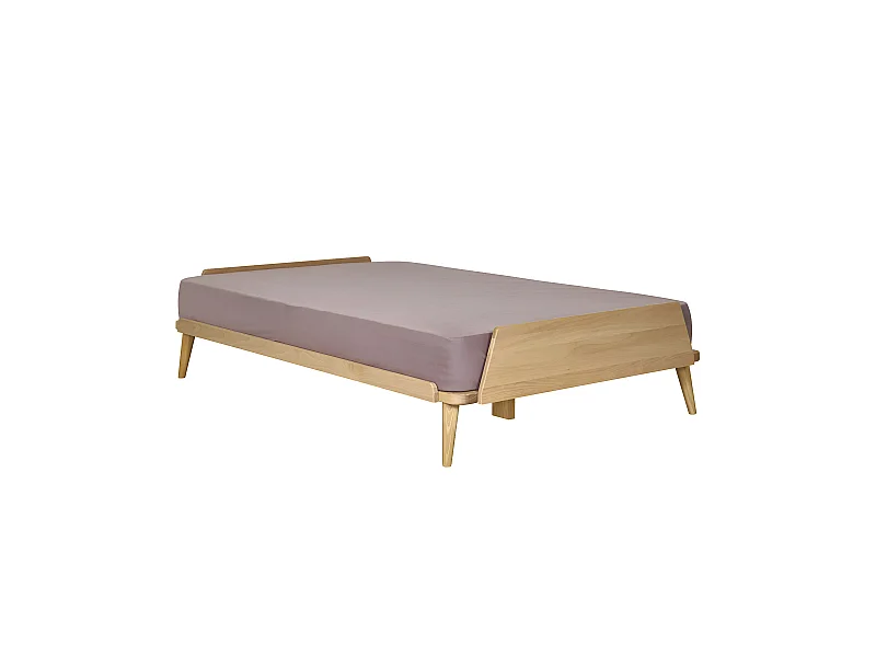 Pack lit avec matelas 120x190 cm bois massif bois naturel KARL