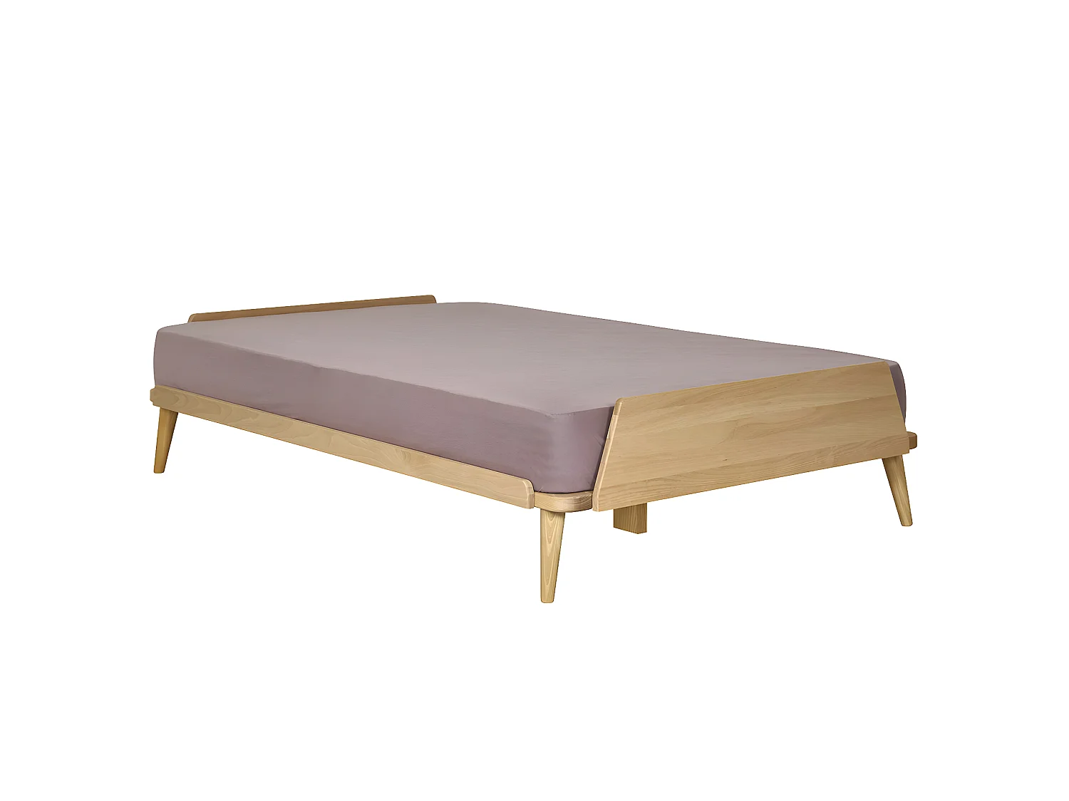 Pack lit avec matelas 120x190 cm bois massif bois naturel KARL