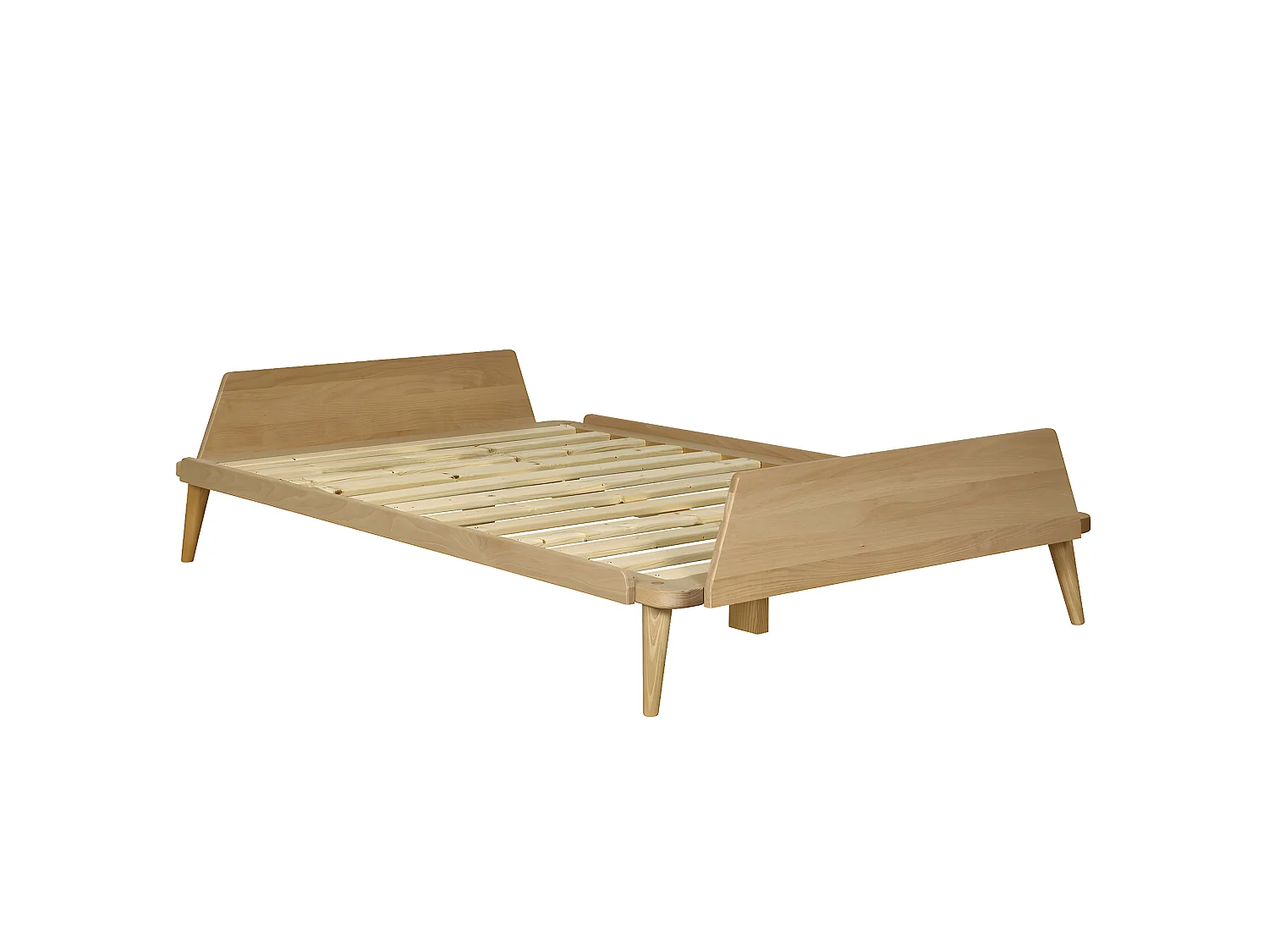 Pack lit avec matelas 120x190 cm bois massif bois naturel KARL