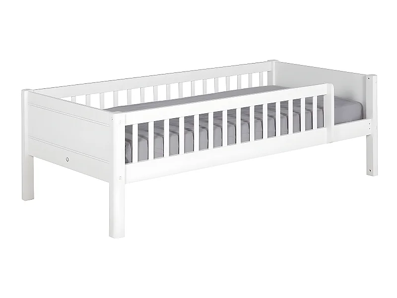 Pack lit avec barrières et matelas 90x190 cm bois massif blanc VICTORIA