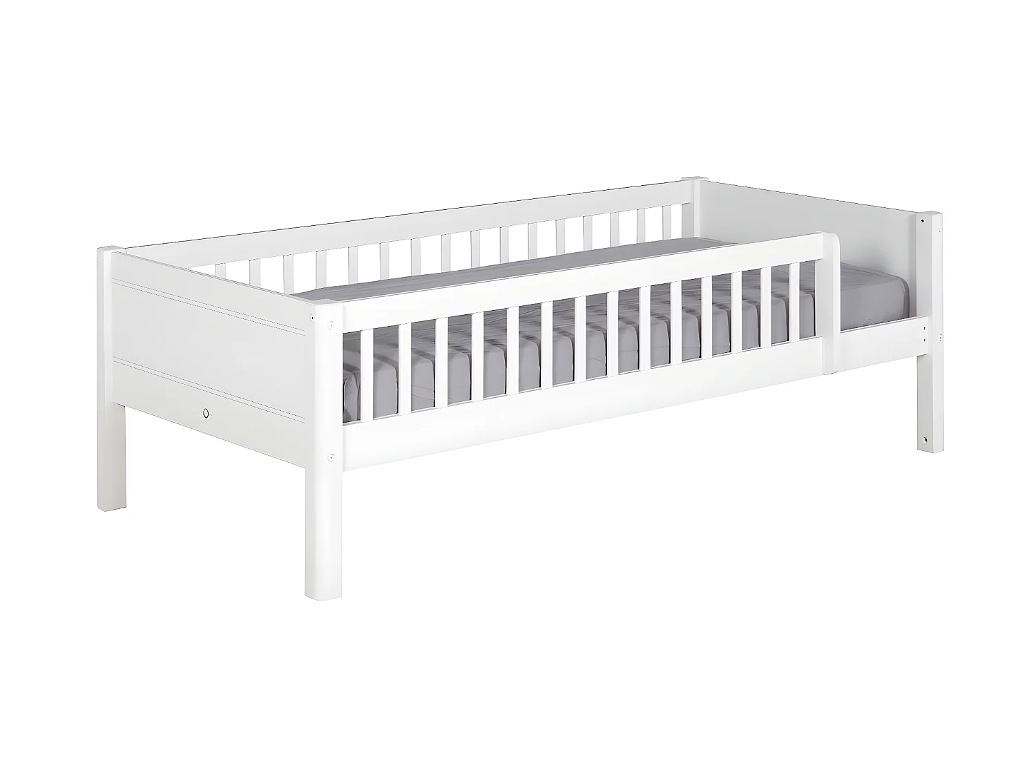 Pack lit avec barrières et matelas 90x190 cm bois massif blanc VICTORIA