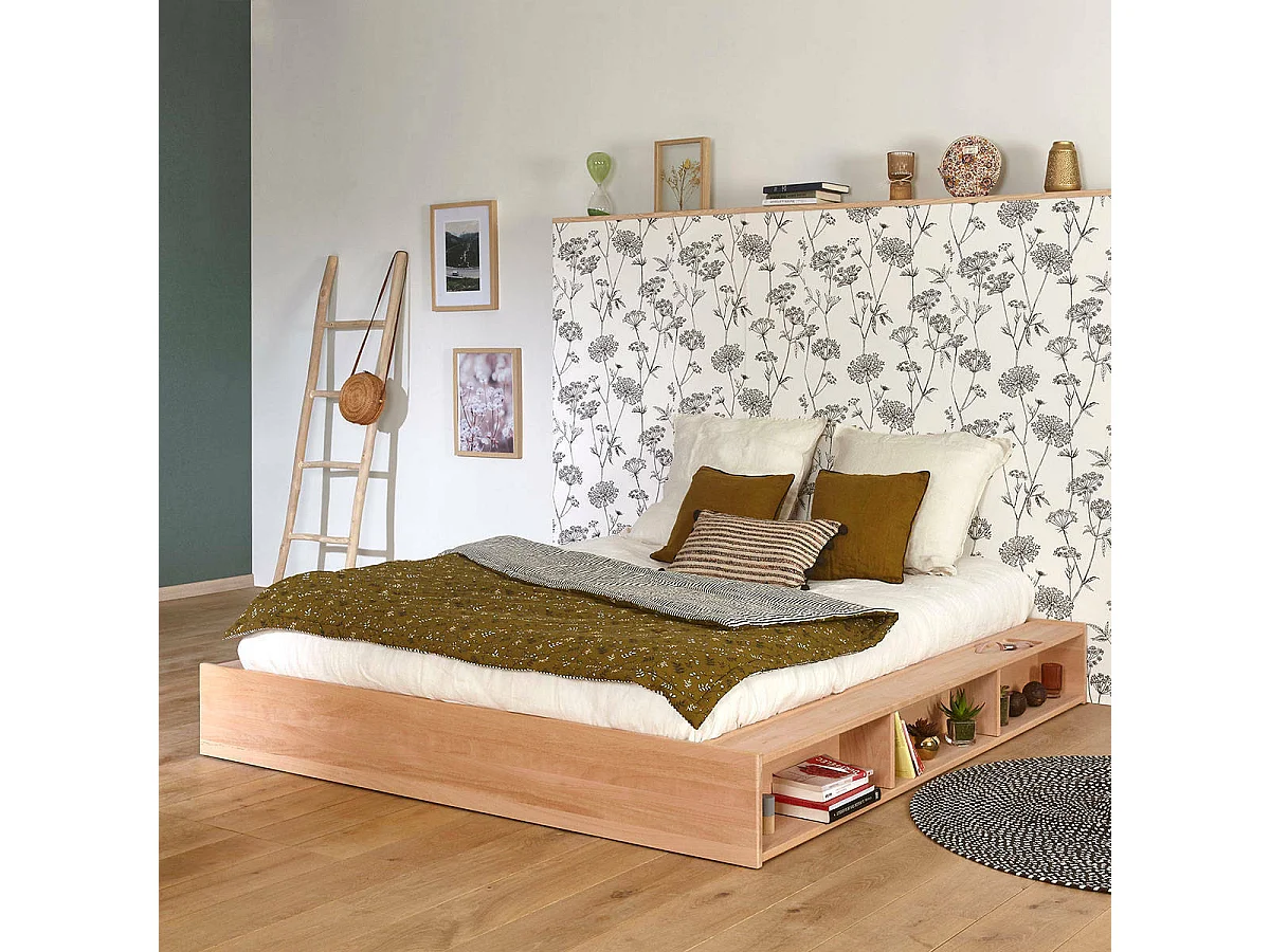 Lit 160x200 cm bois massif bois naturel MALO