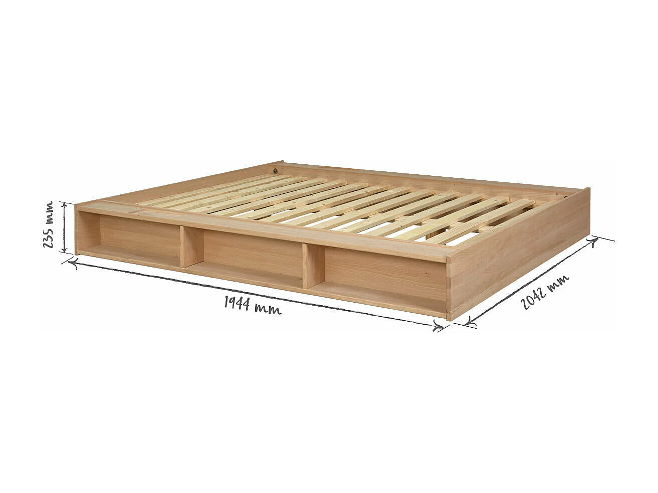 Lit 160x200 cm bois massif bois naturel MALO