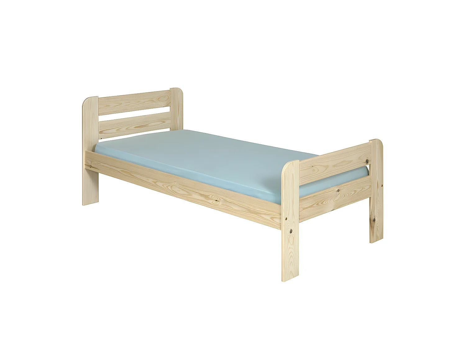 Pack lit avec matelas 90x190 cm bois massif bois naturel SUNDY