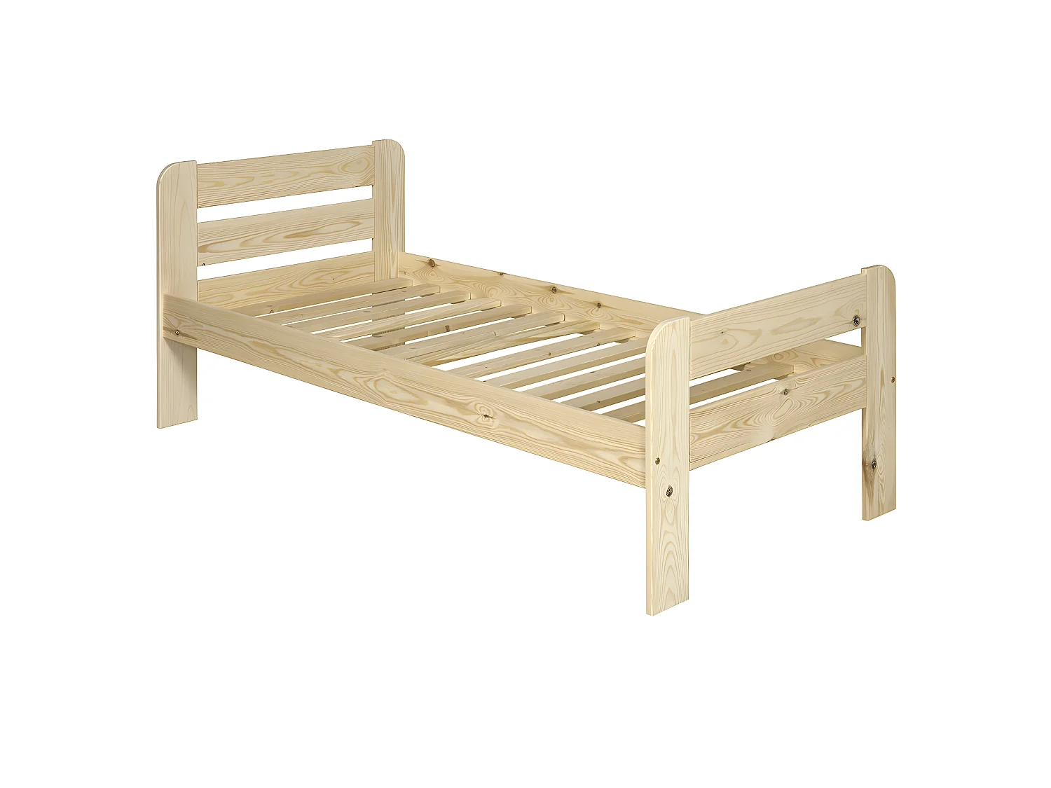 Pack lit avec matelas 90x190 cm bois massif bois naturel SUNDY