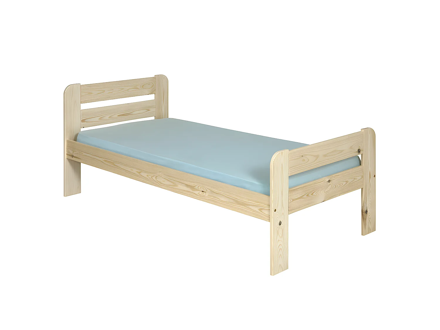 Pack lit avec matelas 90x190 cm bois massif bois naturel SUNDY