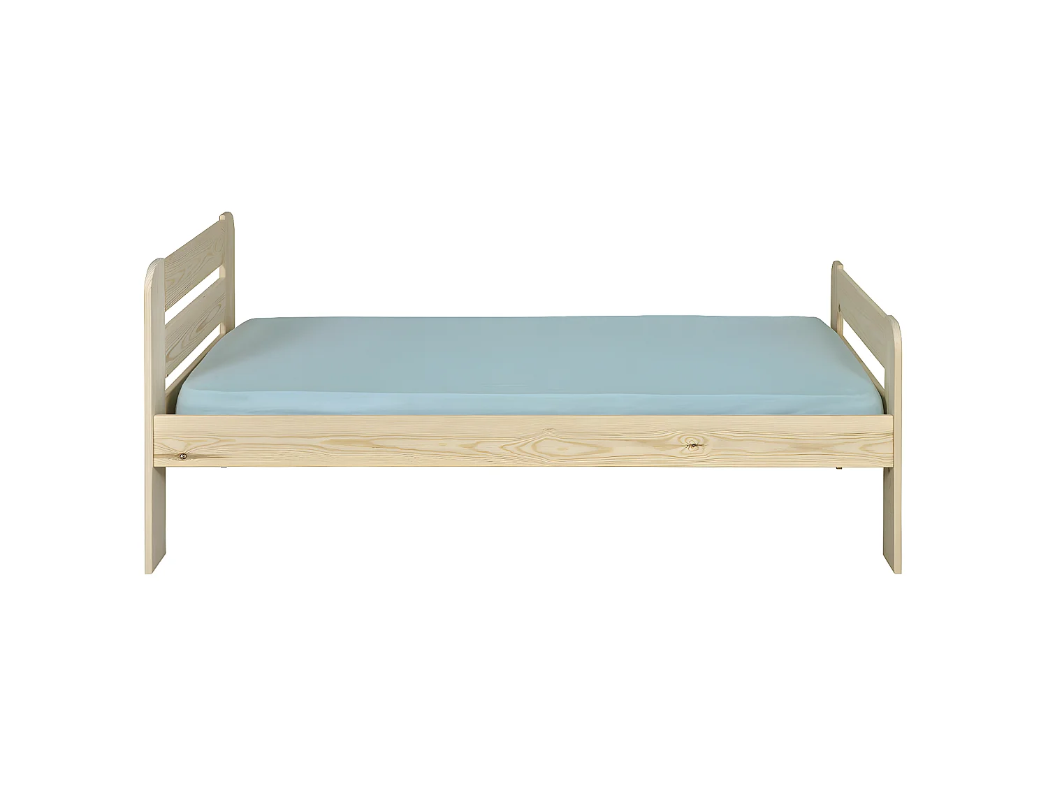 Pack lit avec matelas 90x190 cm bois massif bois naturel SUNDY