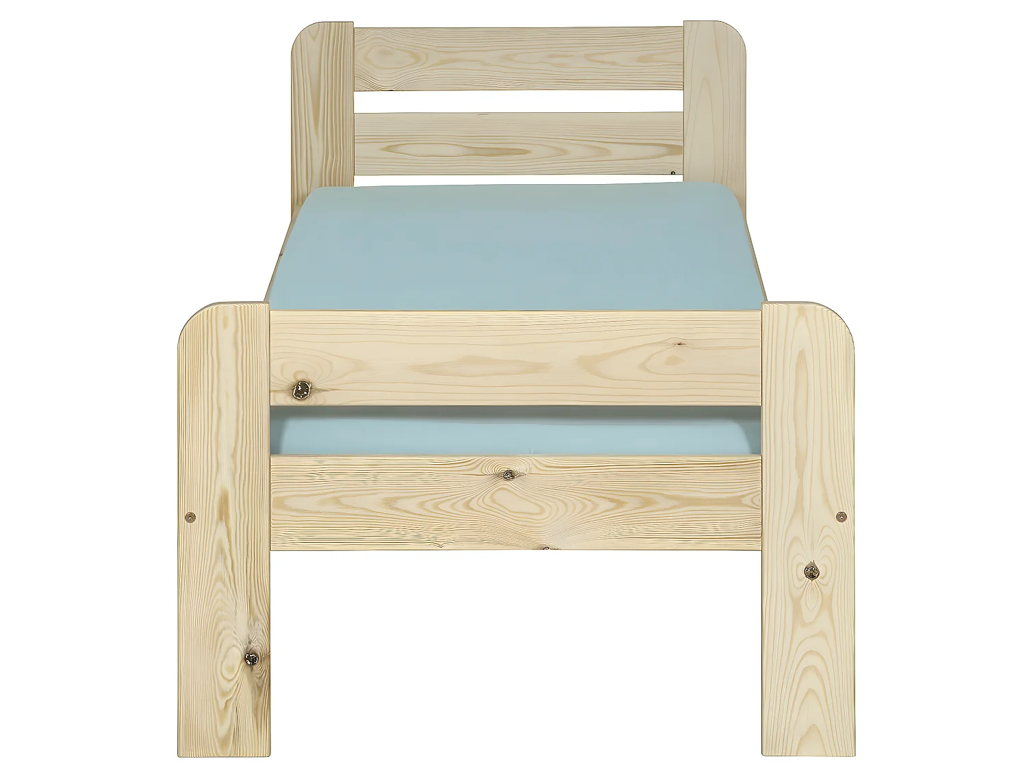 Pack lit avec matelas 90x190 cm bois massif bois naturel SUNDY