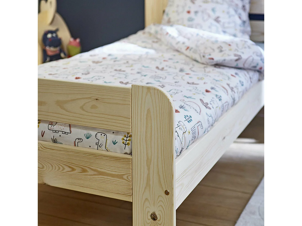 Pack lit avec matelas 90x190 cm bois massif bois naturel SUNDY