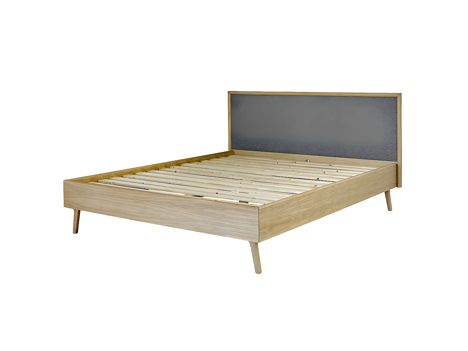 Lit 160x200 cm bois massif gris et bois HOLDA