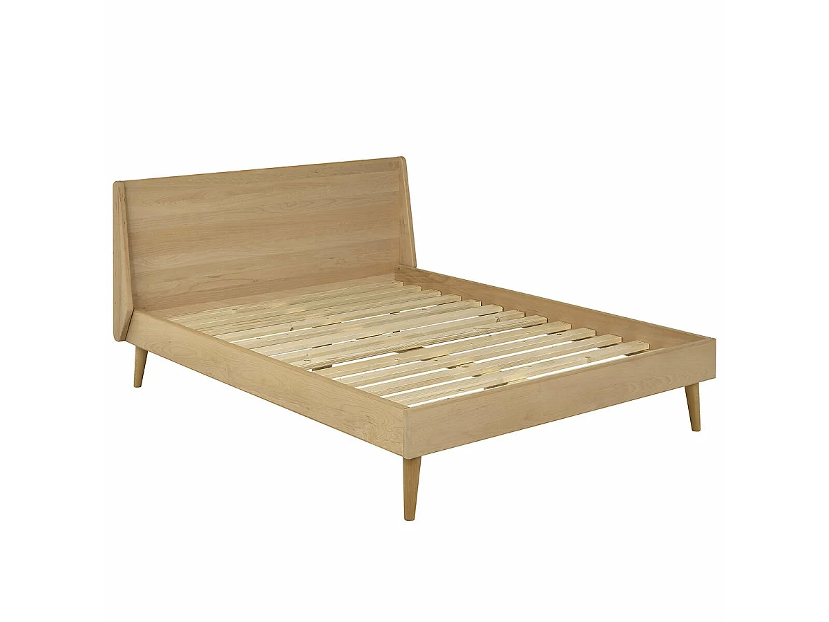 Pack lit avec matelas 140x190 cm bois massif bois naturel MELBA