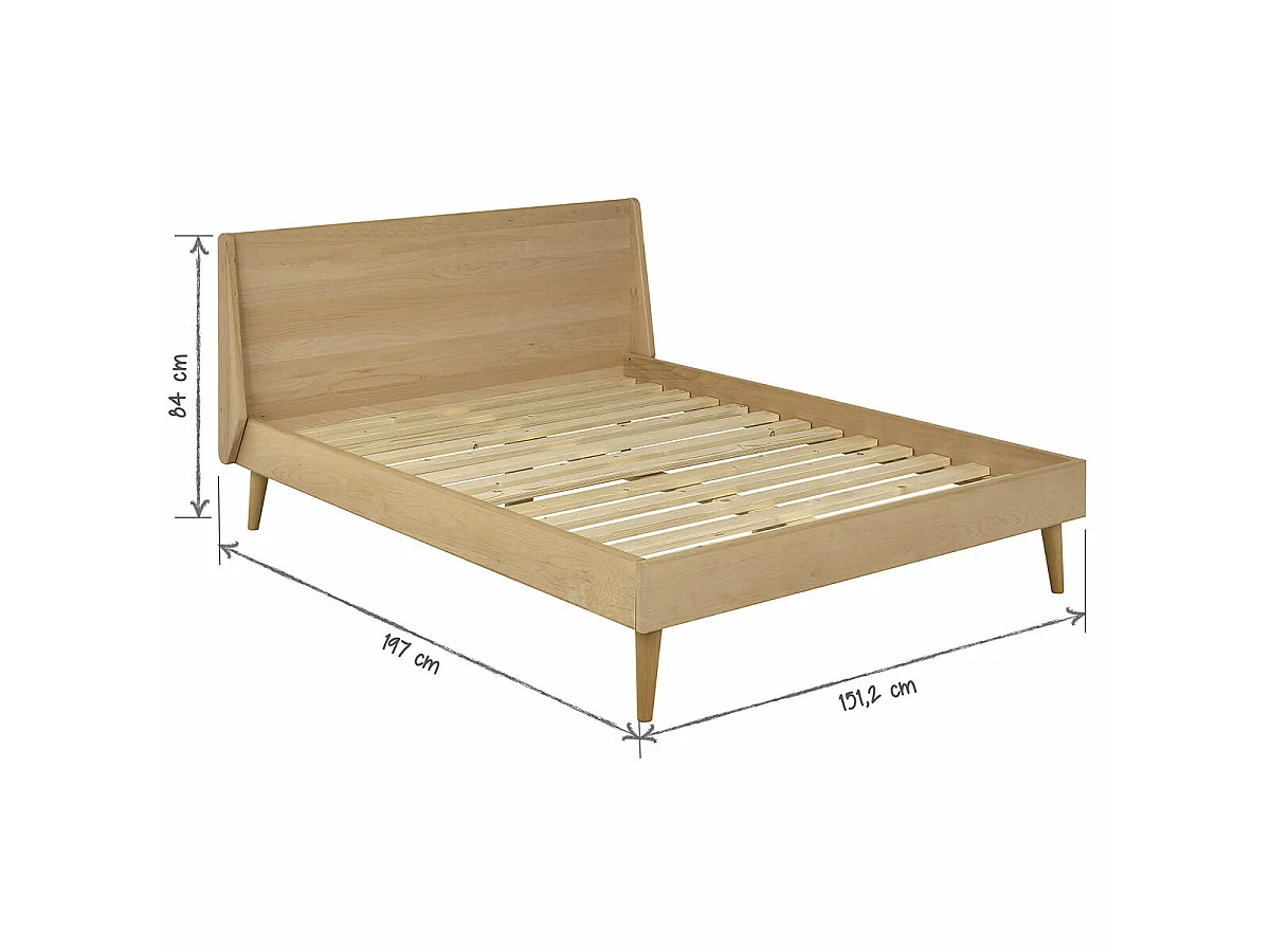 Pack lit avec matelas 140x190 cm bois massif bois naturel MELBA