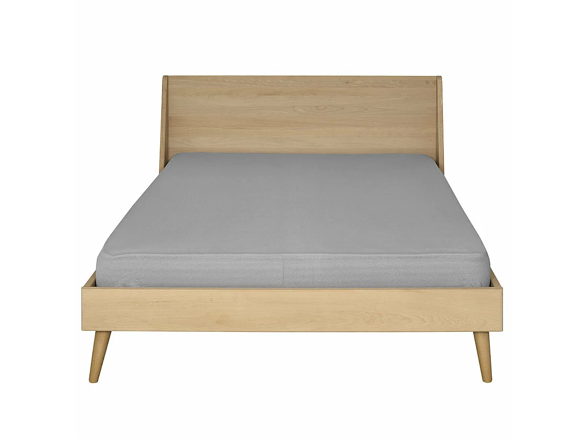 Pack lit avec matelas 140x190 cm bois massif bois naturel MELBA
