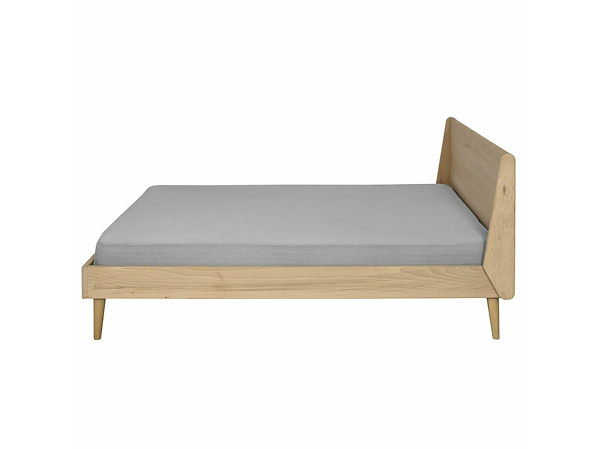Pack lit avec matelas 140x190 cm bois massif bois naturel MELBA