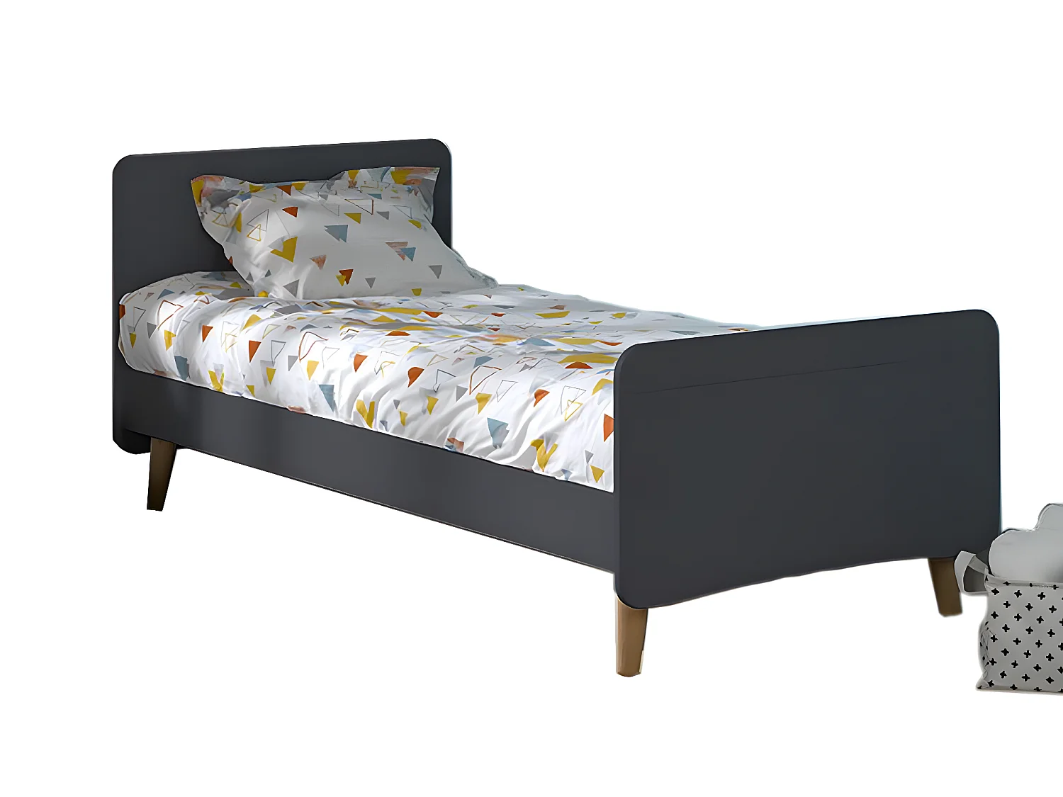 Lit avec pieds 90x190 cm bois massif anthracite SPIKE