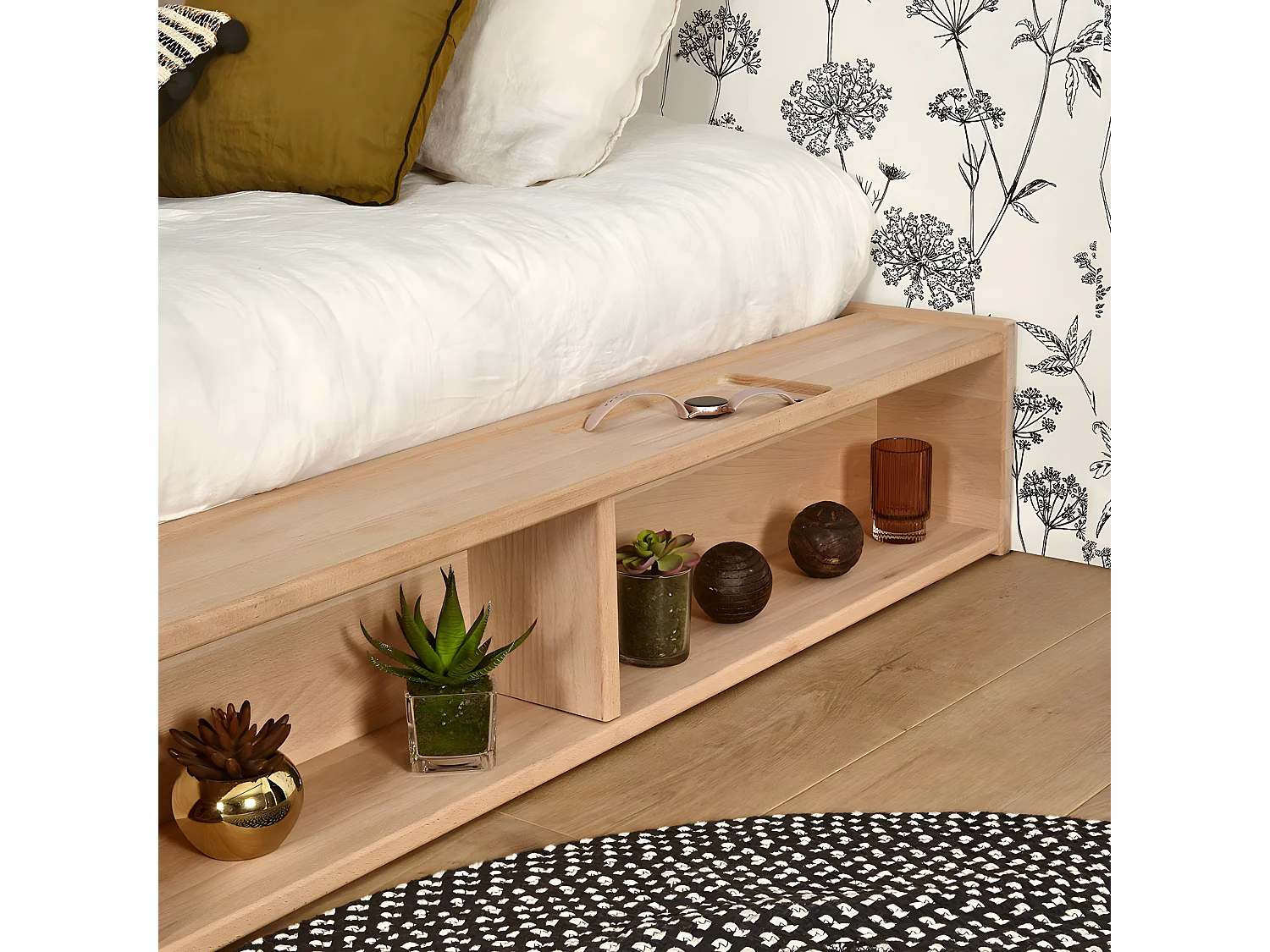 Pack lit avec matelas 160x200 cm bois massif bois naturel MALO