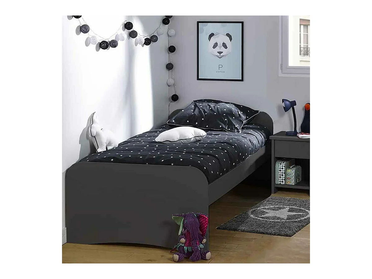 Pack lit avec matelas 90x200 cm bois massif blanc THAIS