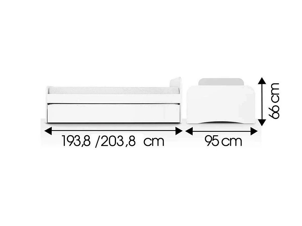 Pack lit avec matelas 90x200 cm bois massif blanc THAIS