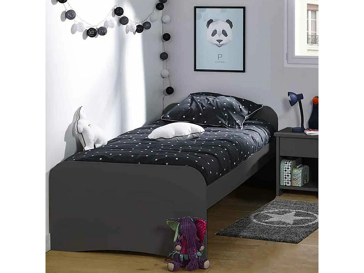 Pack lit avec matelas 90x200 cm bois massif blanc THAIS