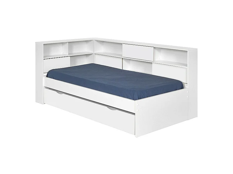 Pack lit cosy avec tiroir et matelas 90x190 cm panneaux de fibres blanc PLAY