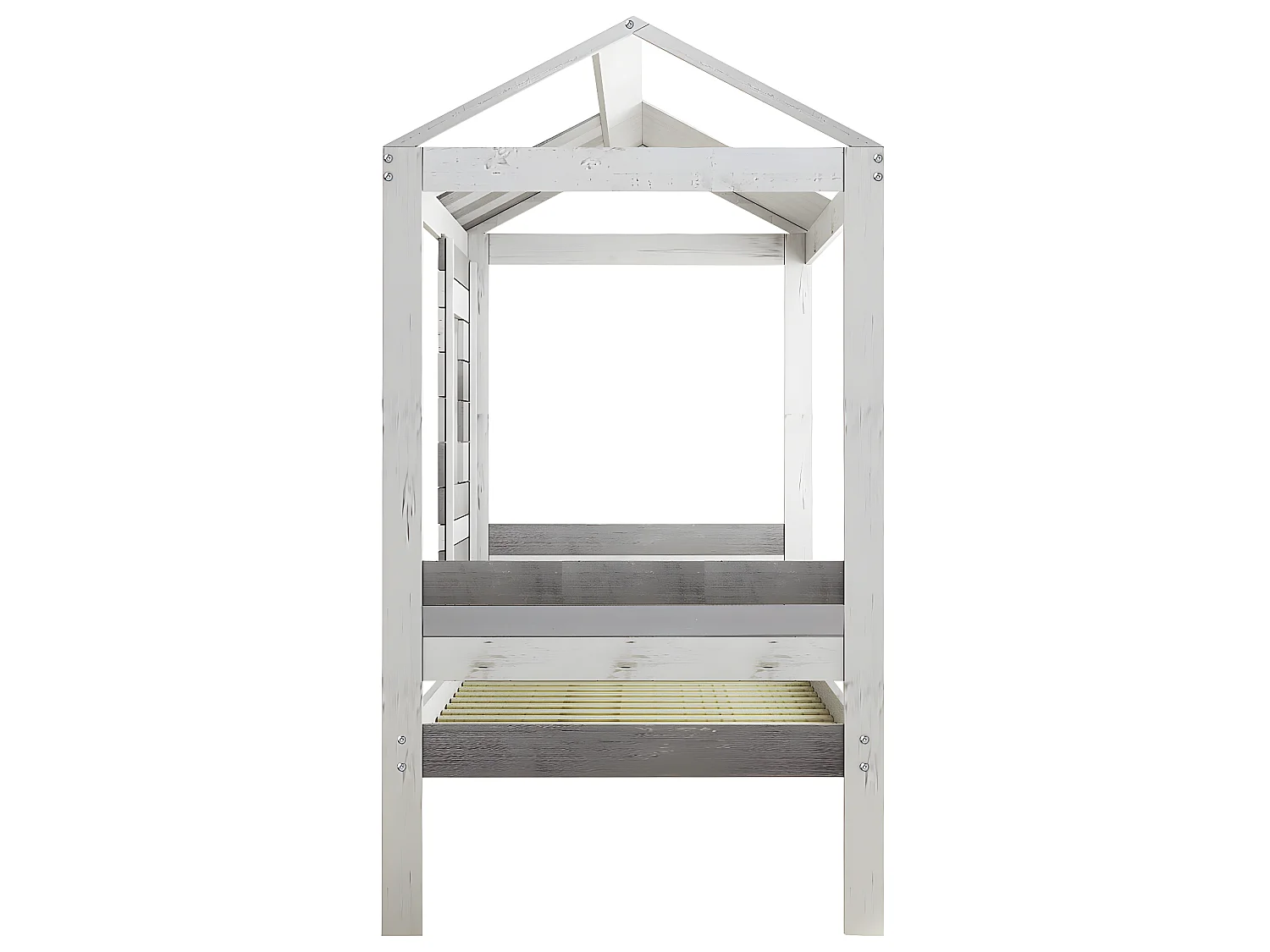 Lit cabane 90x190 cm bois massif gris CHARLES
