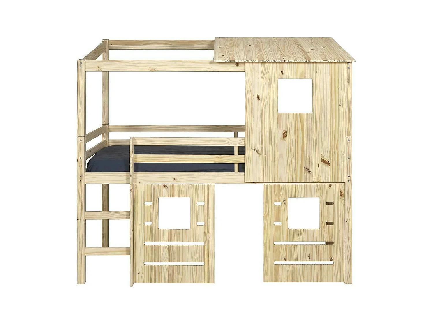 Lit cabane mi-hauteur 90x200 cm bois massif bois ALMA