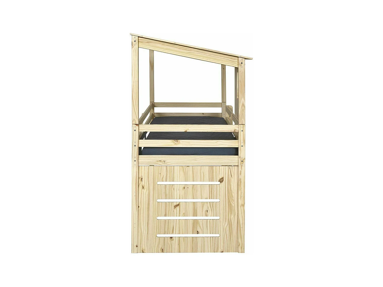 Lit cabane mi-hauteur 90x200 cm bois massif bois ALMA