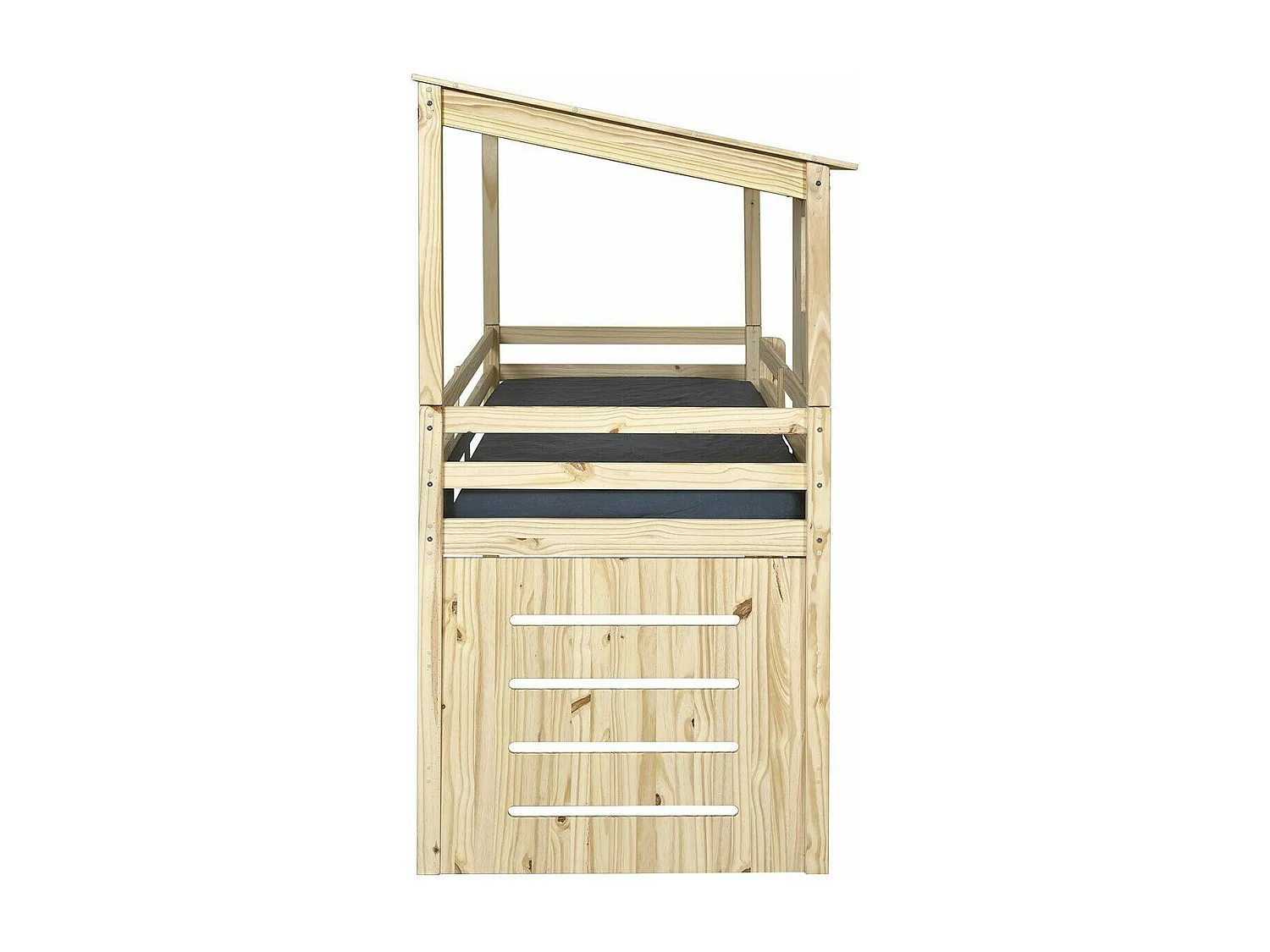 Lit cabane mi-hauteur 90x200 cm bois massif bois ALMA