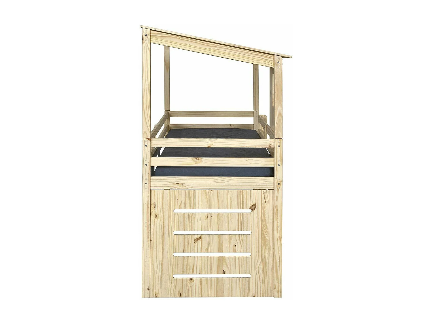 Lit cabane mi-hauteur 90x200 cm bois massif bois ALMA