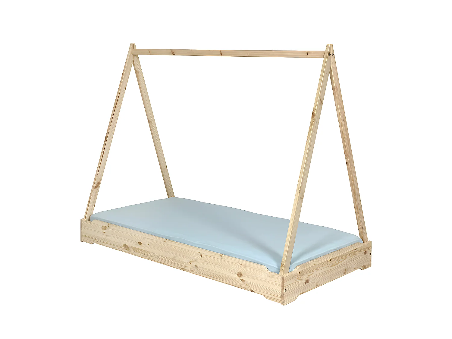 Lit empilable cabane avec matelas 90x190 cm bois massif bois naturel JELLY