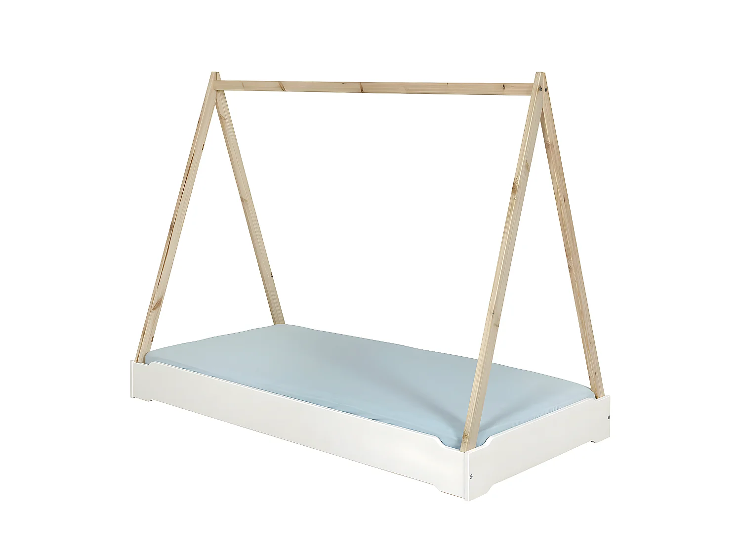 Lit empilable cabane avec matelas 90x190 cm bois massif blanc JELLY