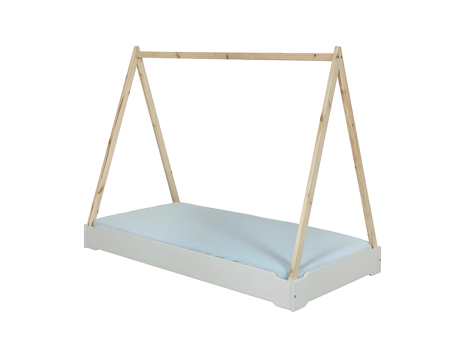 Lit empilable cabane avec matelas 90x190 cm bois massif gris JELLY
