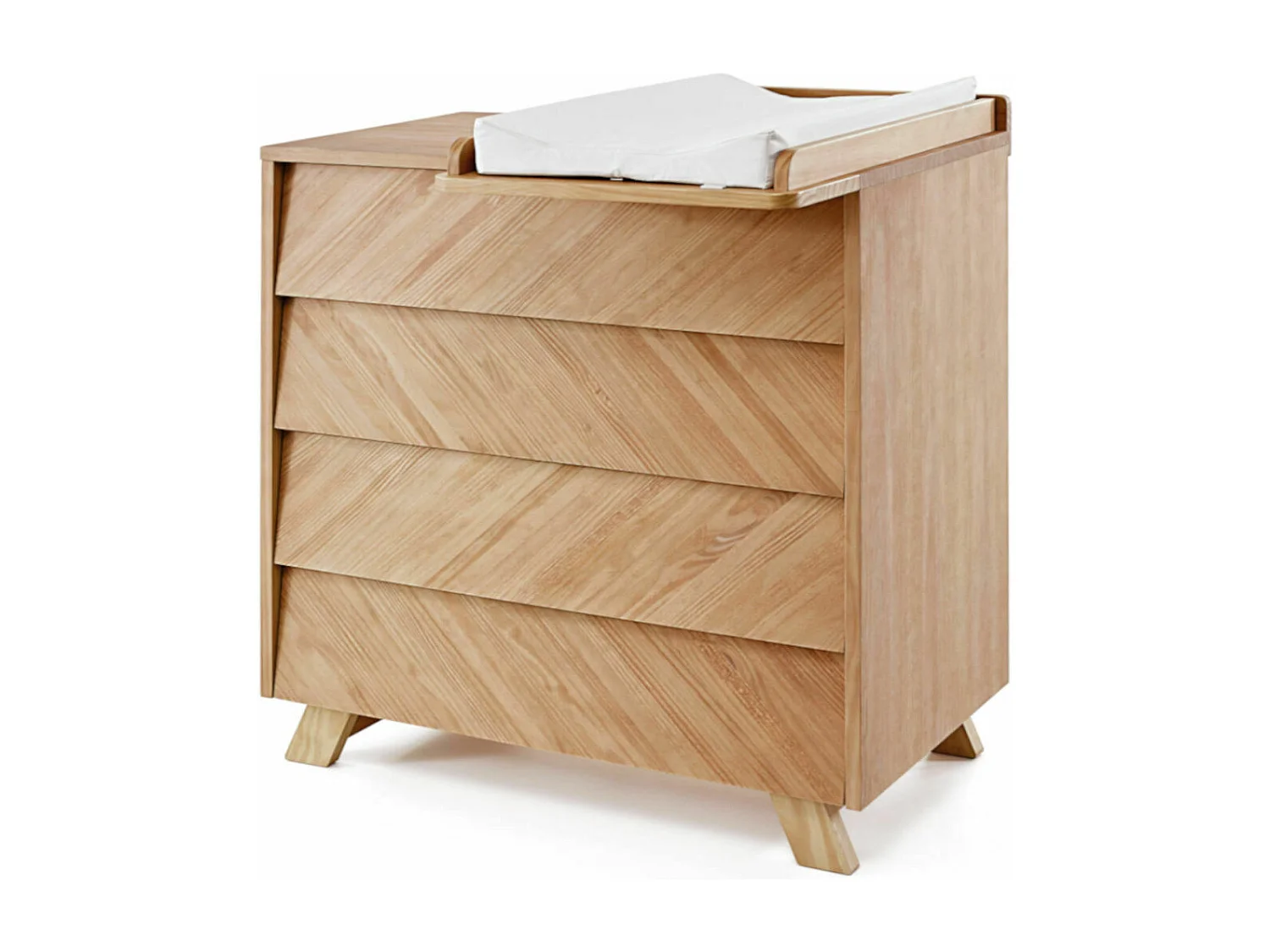 Commode à langer 4 tiroirs  bois massif bois naturel KYOTO