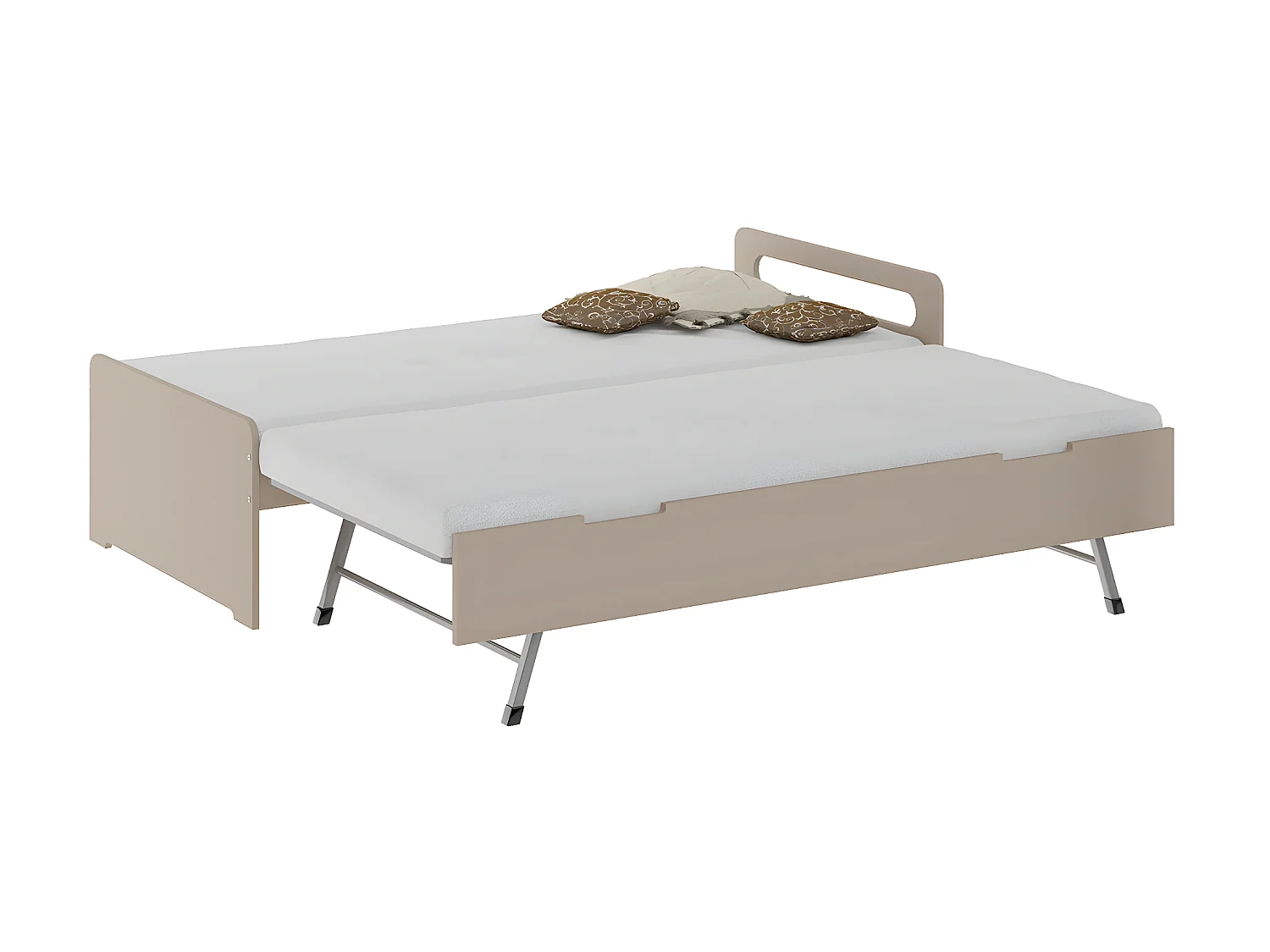 Lit gigogne 90x200 cm bois massif lin LOUNA