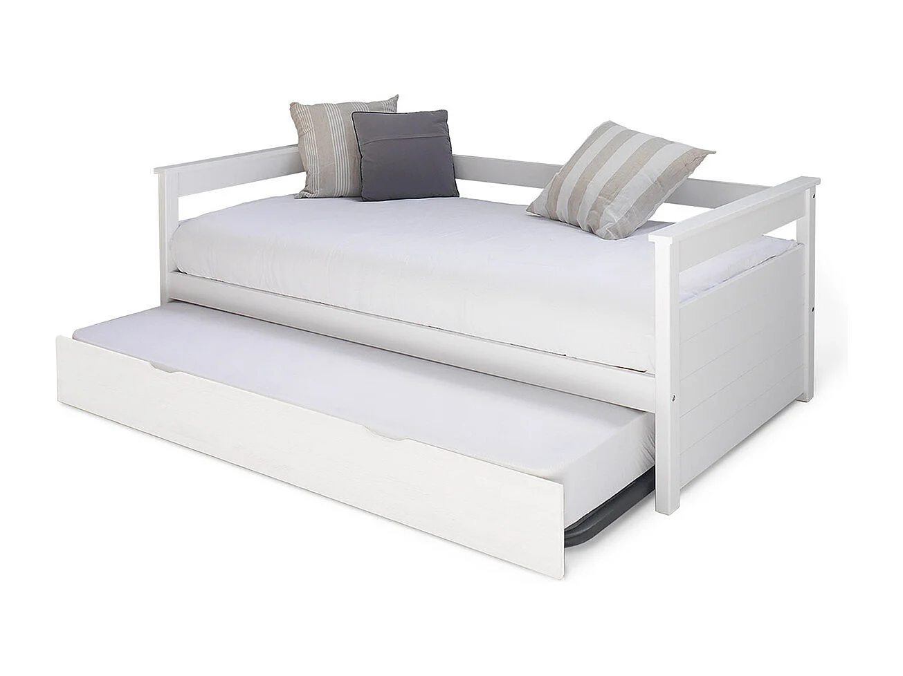 Lit banquette gigogne 90x200 cm bois massif blanc IZAO