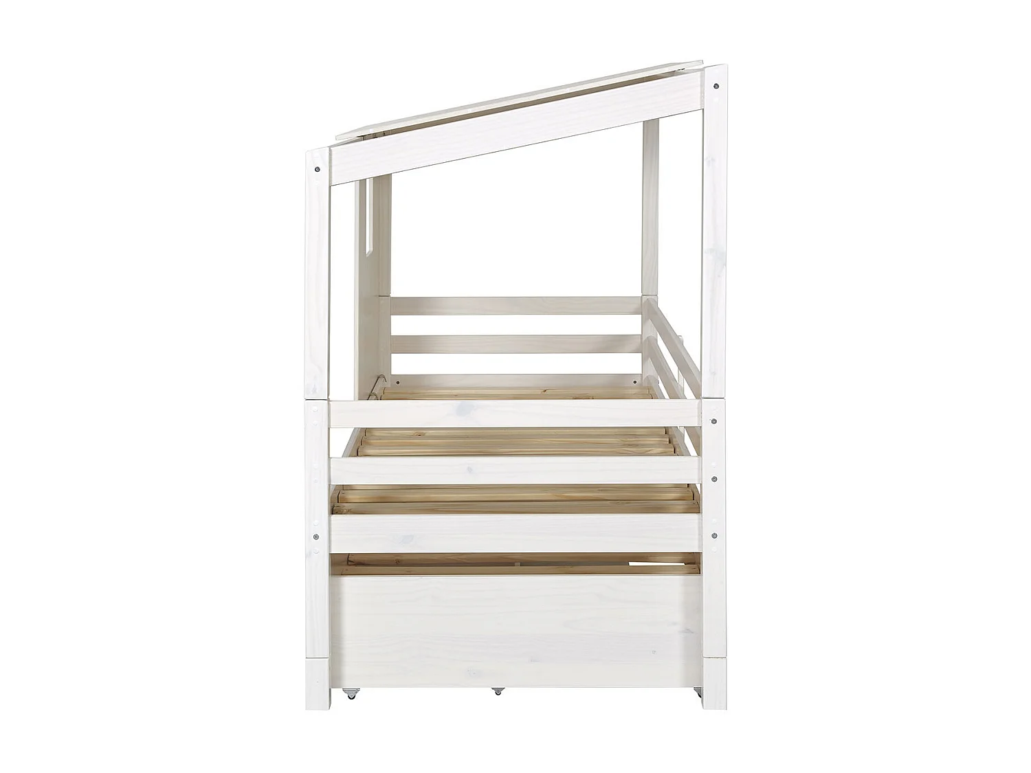 Lit cabane gigogne 90x200 cm bois massif blanc ALMA