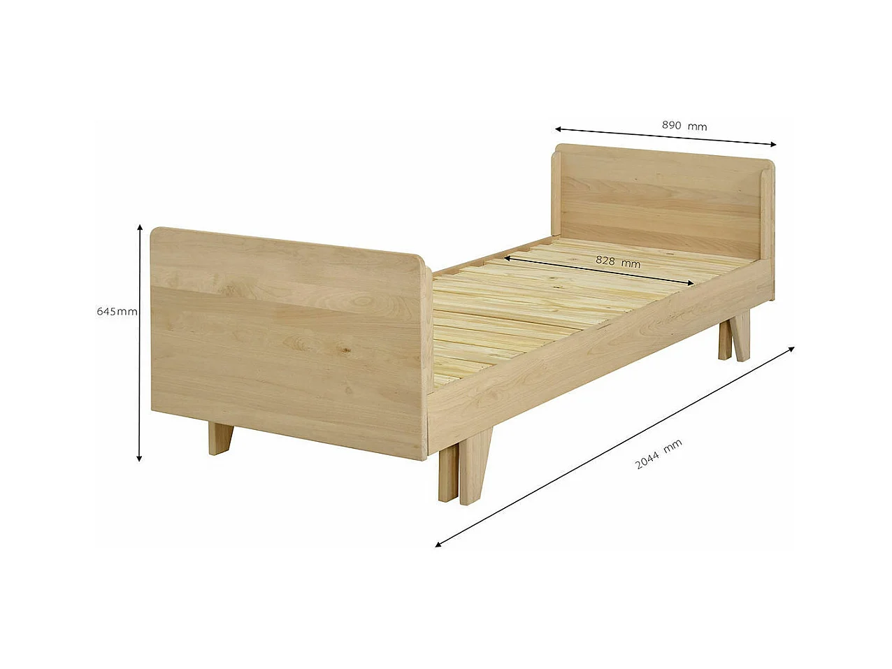 Lit extensible gigogne 80x200 cm bois massif bois NANDO