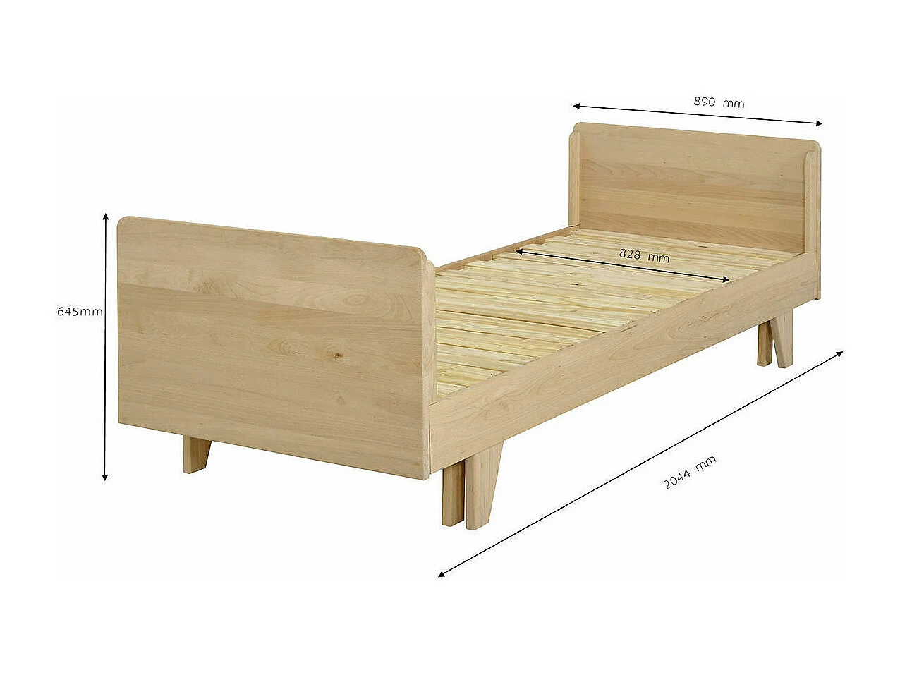 Lit extensible gigogne 80x200 cm bois massif bois NANDO