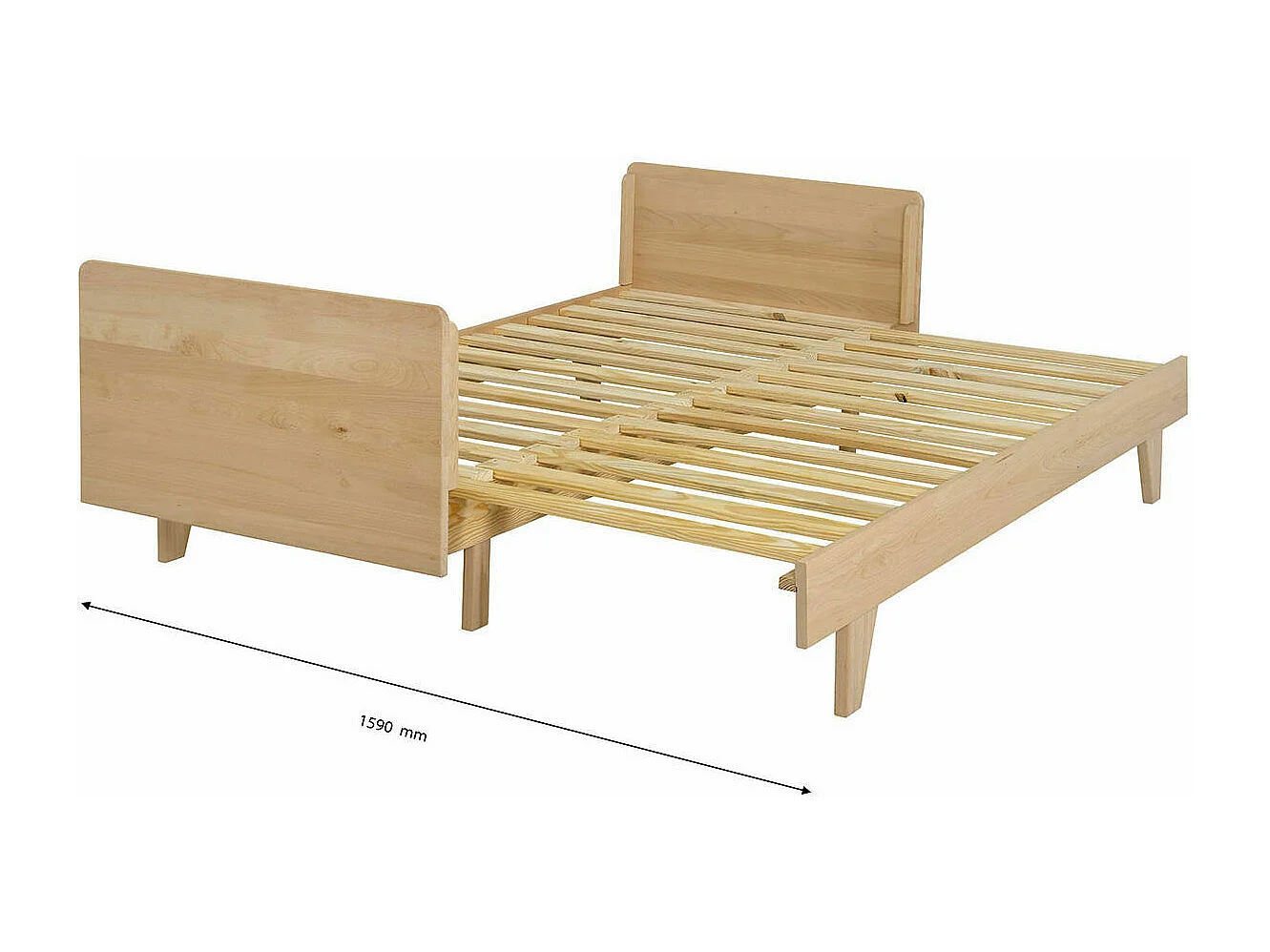 Lit extensible gigogne 80x200 cm bois massif bois NANDO