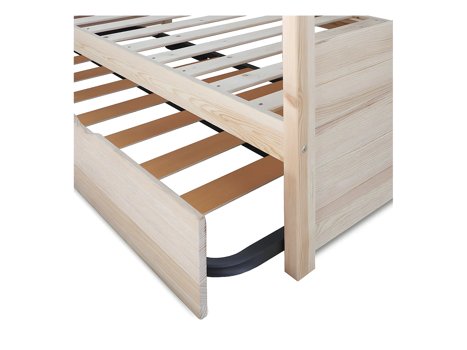 Lit banquette gigogne 80x200 cm bois massif bois naturel IZAO