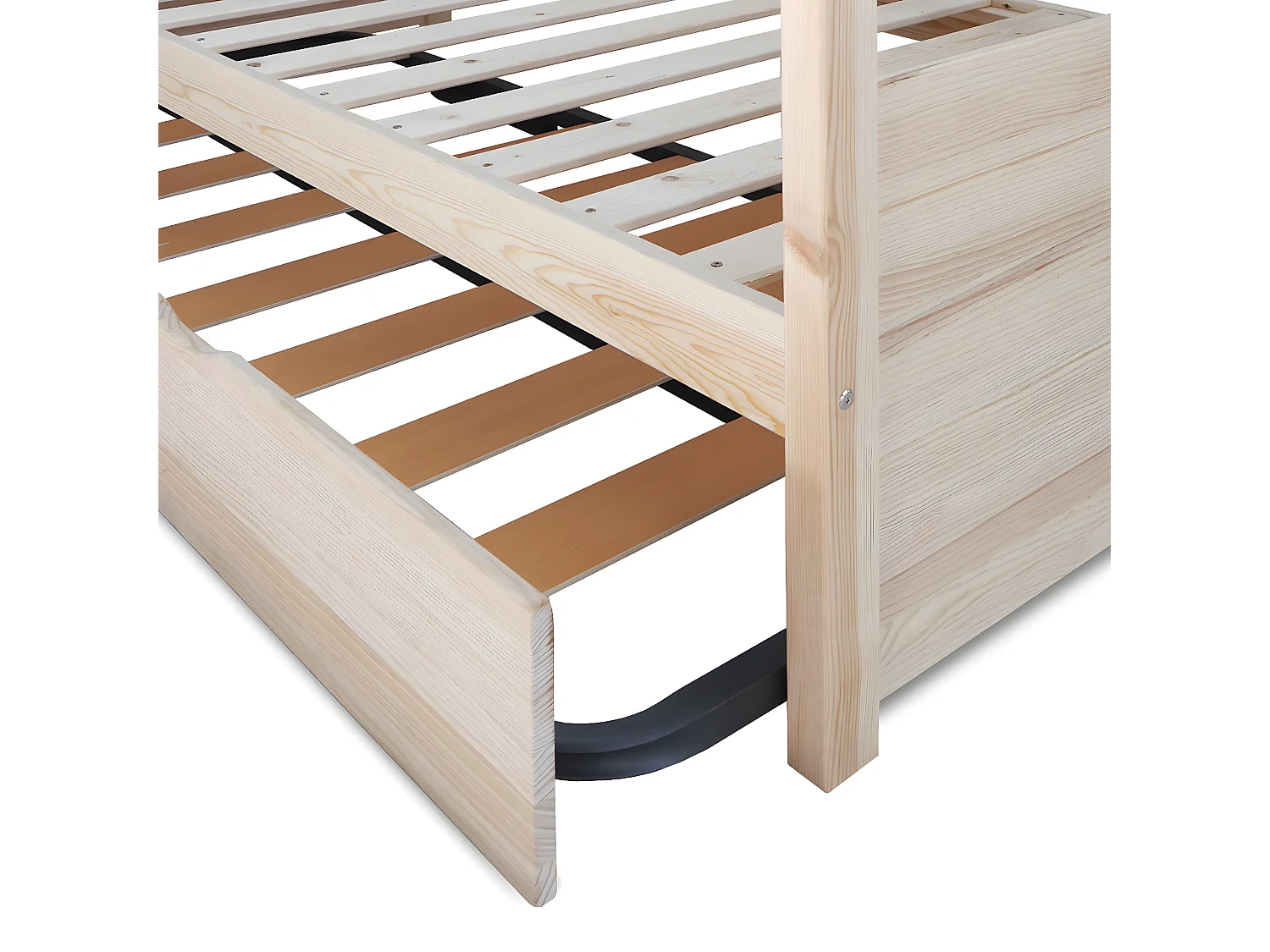 Lit banquette gigogne 80x200 cm bois massif bois naturel IZAO