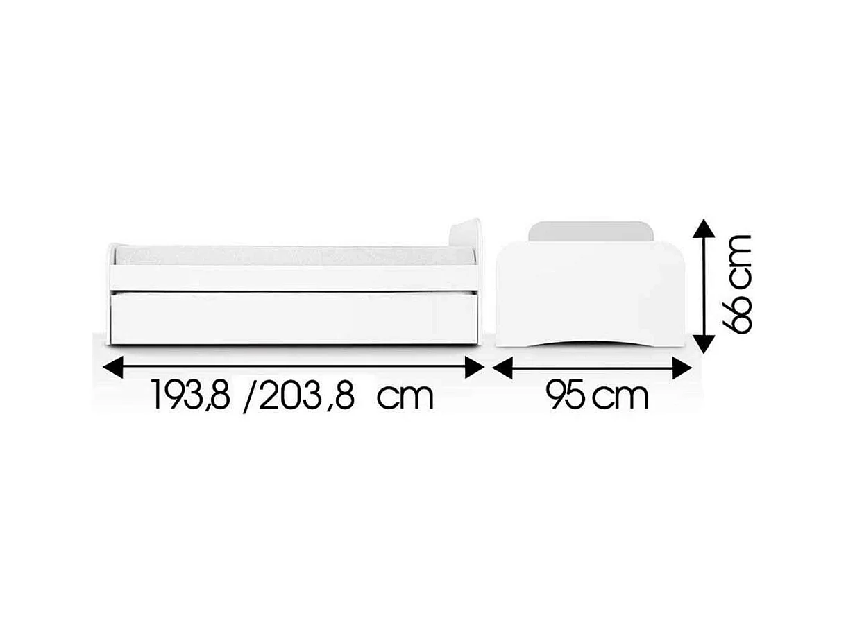 Pack lit gigogne avec 2 matelas 90x200 cm bois massif blanc THAÏS