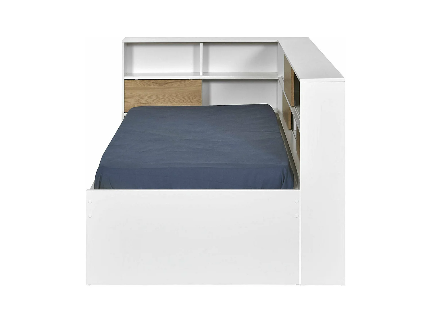 Lit cosy gigogne 90x190 cm panneaux de fibres blanc et bois PLAY