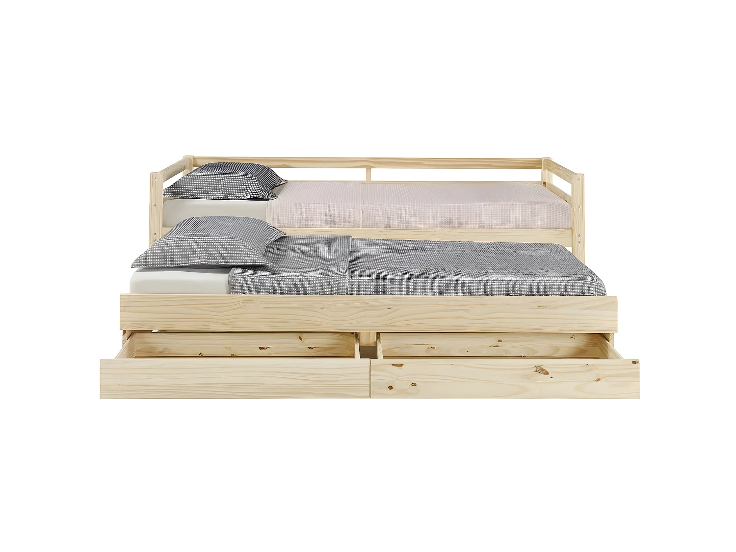 Lit banquette gigogne 90x200 cm bois massif bois ALMA