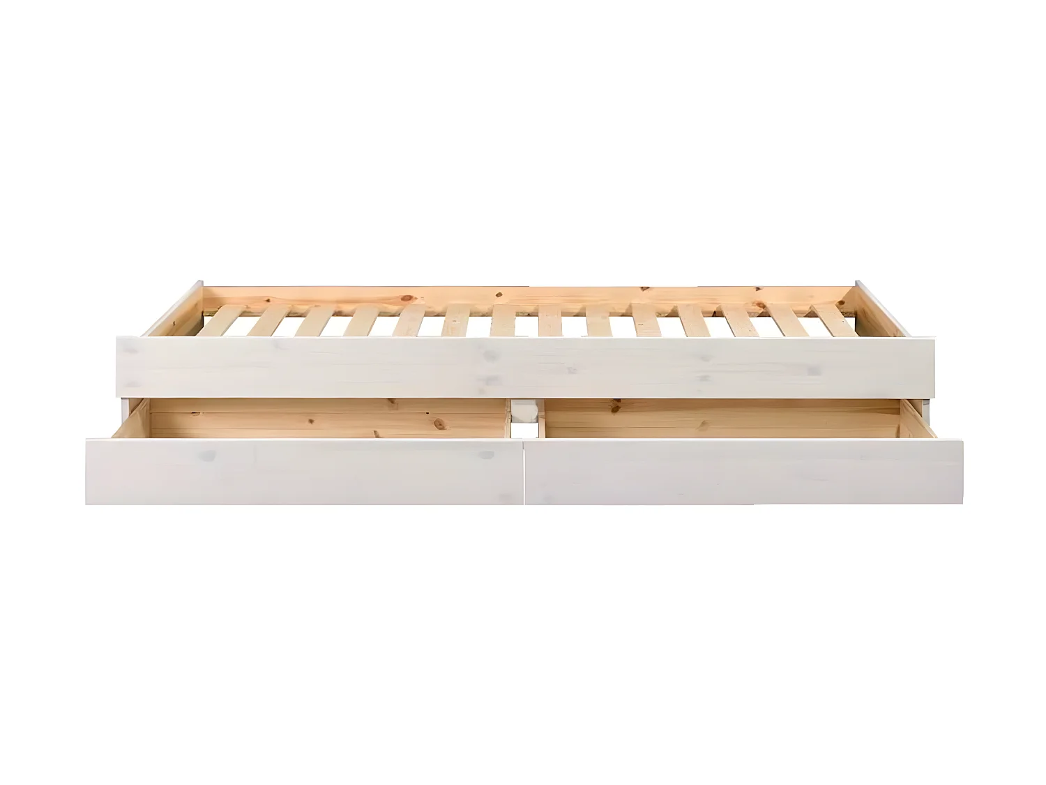 Lit banquette gigogne 90x200 cm bois massif blanc ALMA