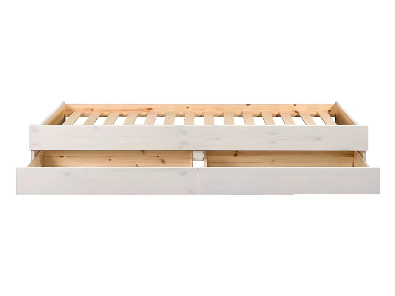 Lit banquette gigogne 90x200 cm bois massif blanc ALMA