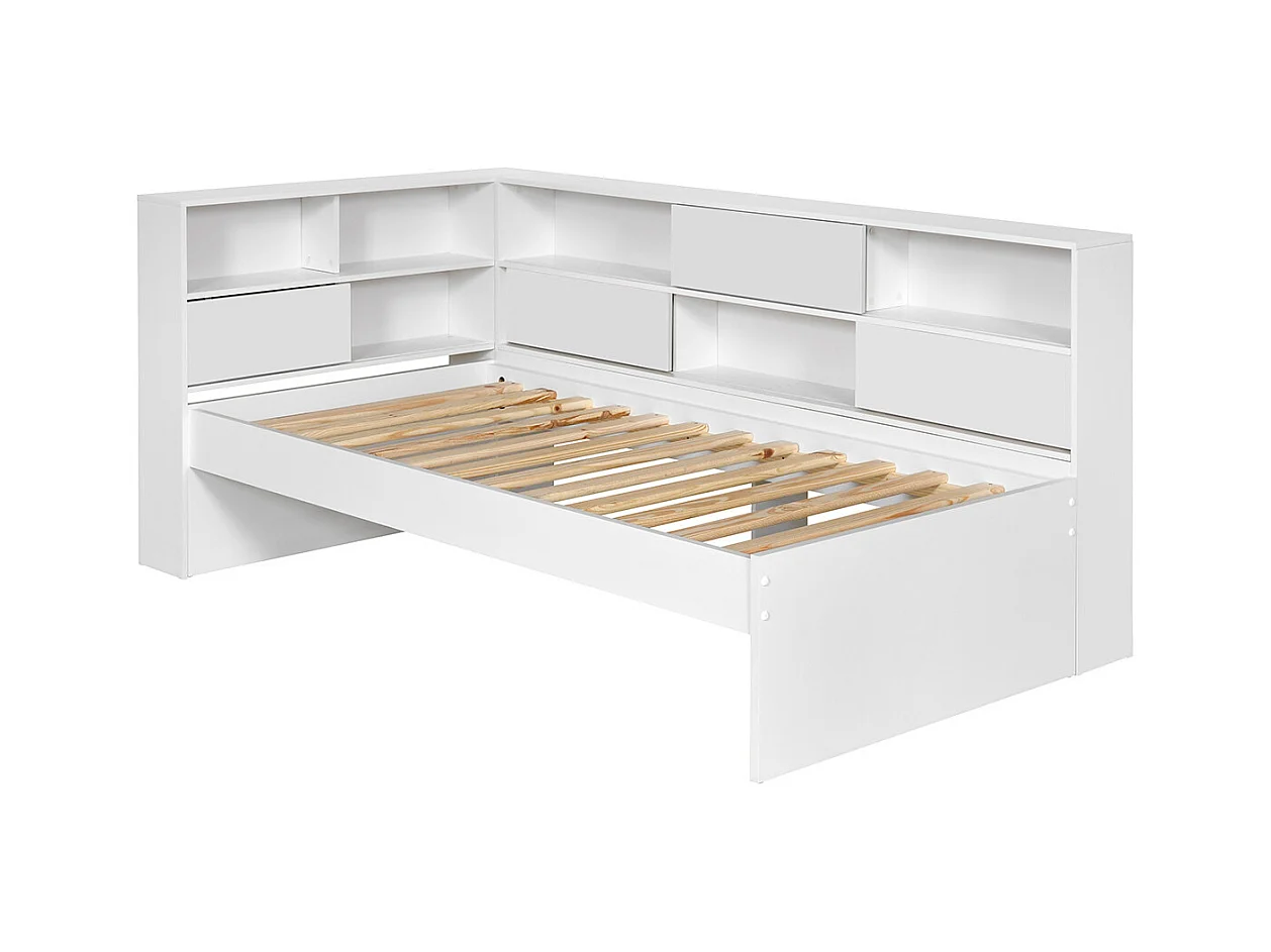 Lit cosy gigogne 90x190 cm panneaux de fibres blanc PLAY