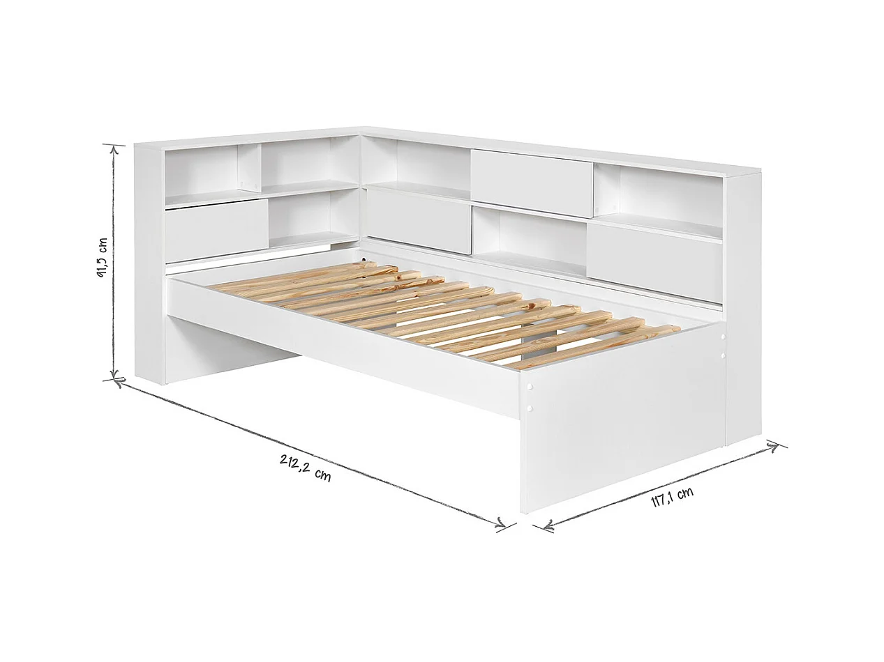 Lit cosy gigogne 90x190 cm panneaux de fibres blanc PLAY