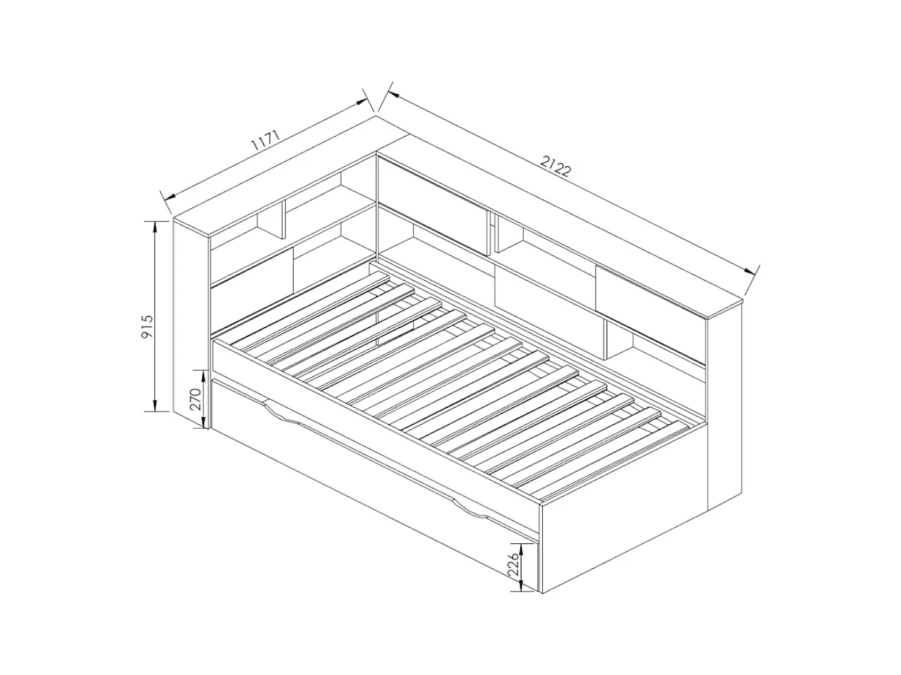 Lit cosy gigogne 90x190 cm panneaux de fibres blanc PLAY